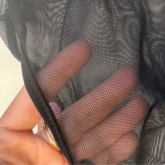 LUX LA mesh see through long sleeve bodycon mini black dress women's size XS - Picture 6 of 6